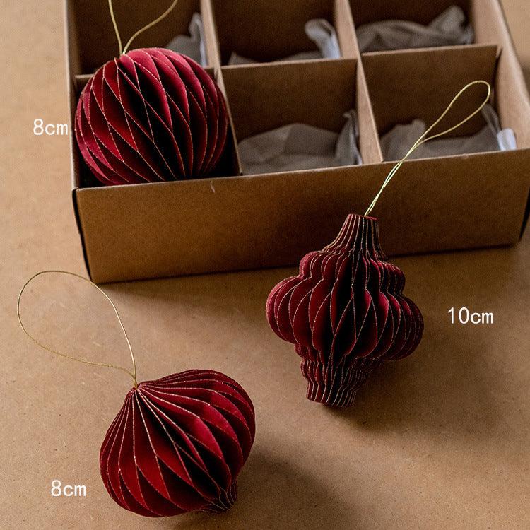 3 piezas - Adorno colgante de papel con forma de panal de abeja para Navidad