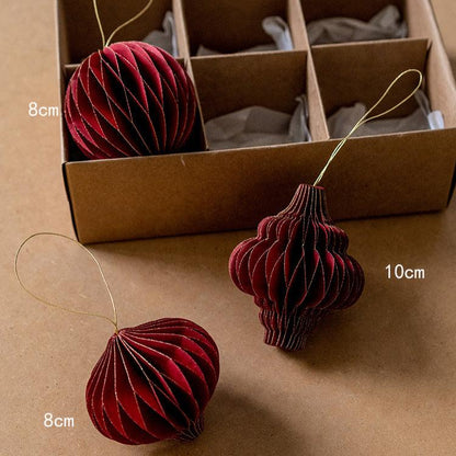 3 piezas - Adorno colgante de papel con forma de panal de abeja para Navidad