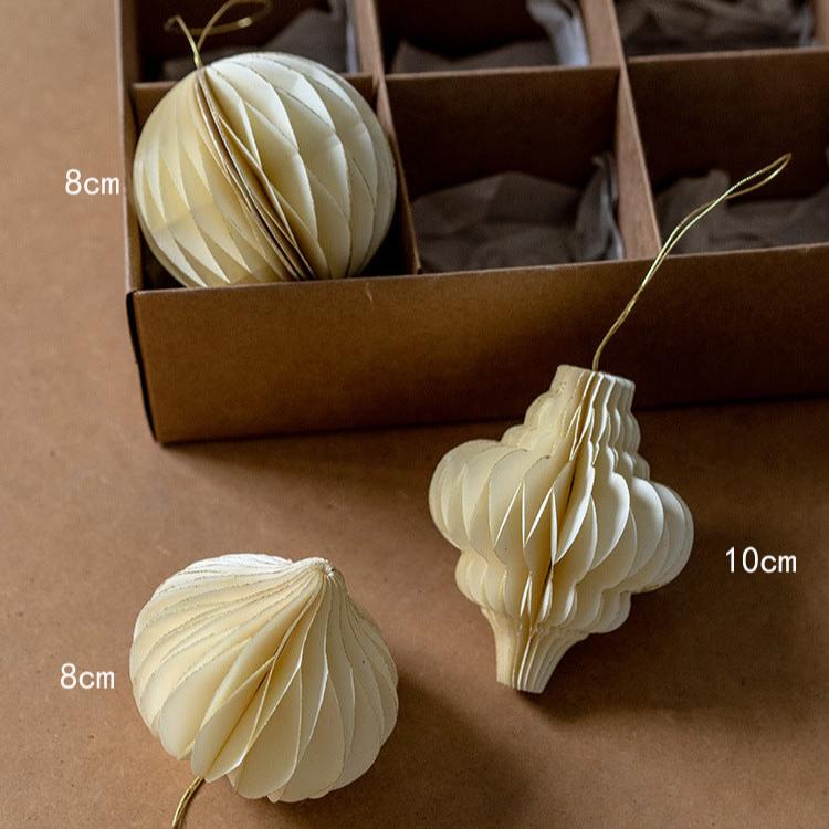 3 piezas - Adorno colgante de papel con forma de panal de abeja para Navidad