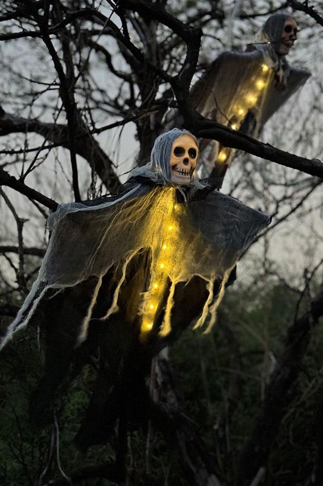 Fantasma colgante con luz LED para Halloween
