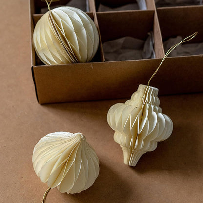 3 piezas - Adorno colgante de papel con forma de panal de abeja para Navidad