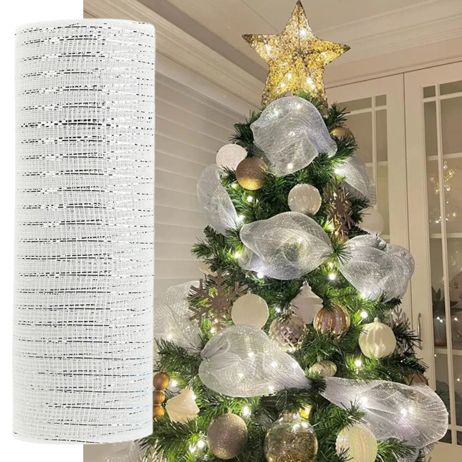 30 ft Elegant Christmas Tree Mesh Ribbon