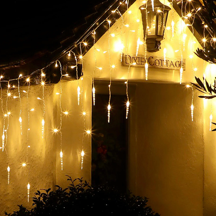 Solar-Powered LED Icicle Curtain Light