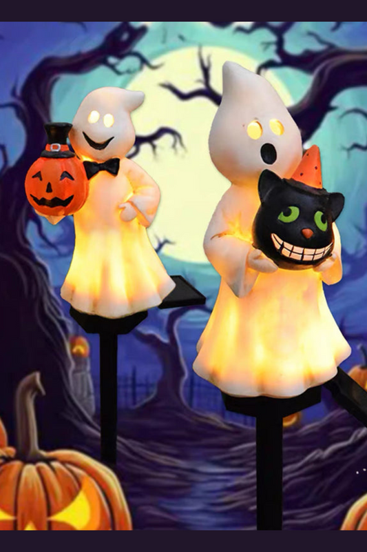 2 piezas - Lámpara LED con forma de estaca fantasma alimentada por energía solar