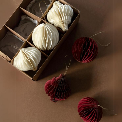 3 piezas - Adorno colgante de papel con forma de panal de abeja para Navidad